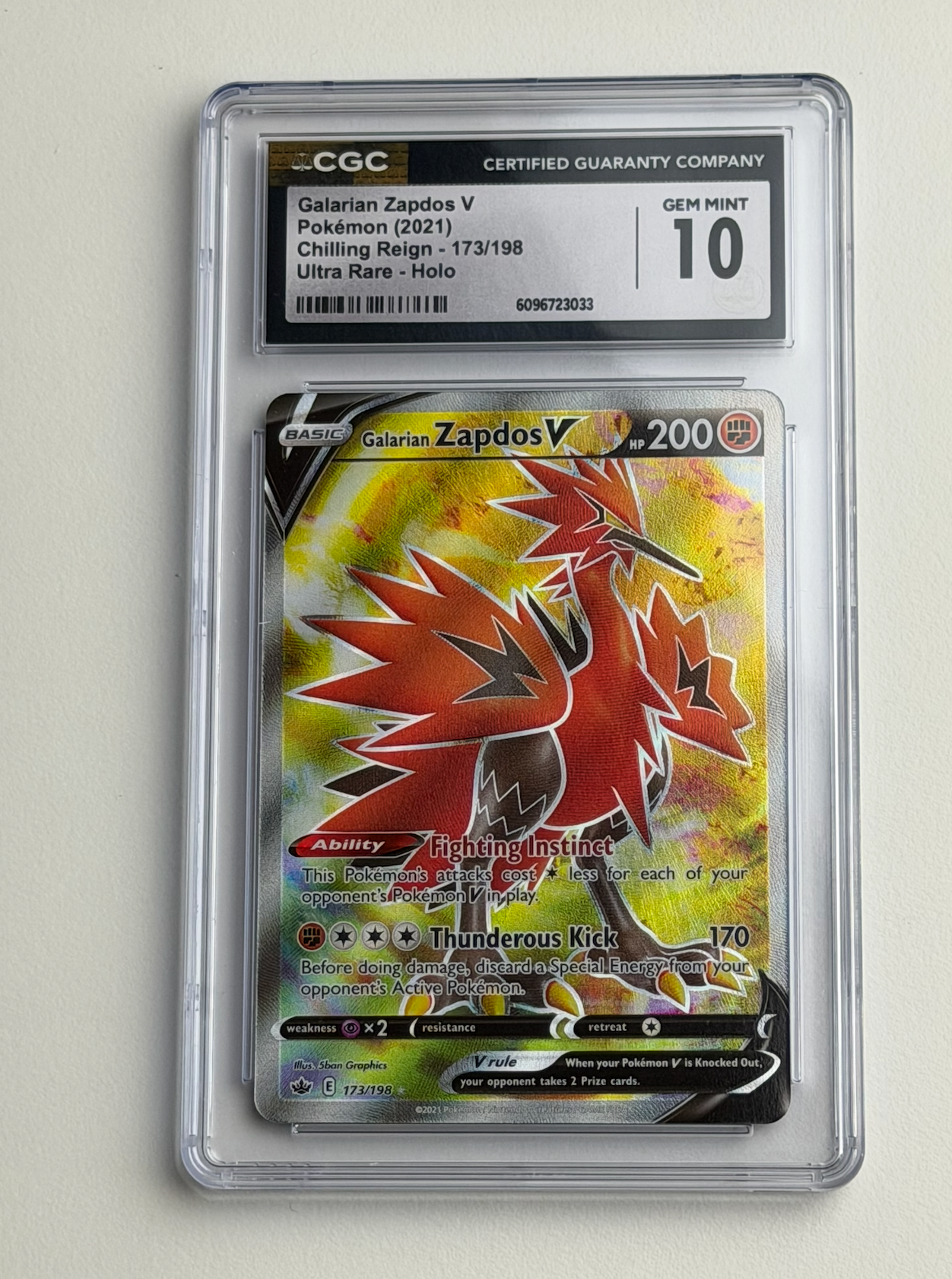 Galarian Zapdos V 173/198 CGC Gem Mint 10